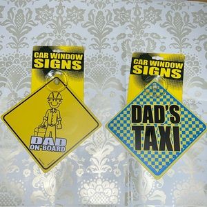 New Set of 2 “Dad On-Board” “DAD’S TAXI” Car Window Signs